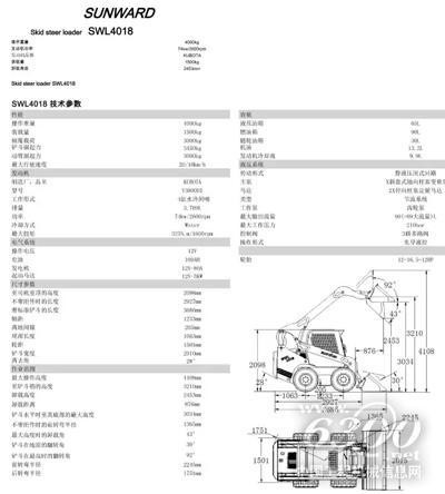 山河智能SWL4018滑移裝載機主要參數