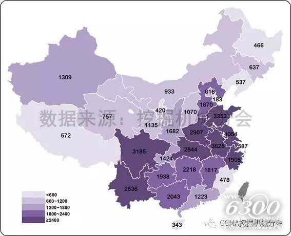 圖24--2017年1-7月國內挖掘機械市場各省份小挖銷量.