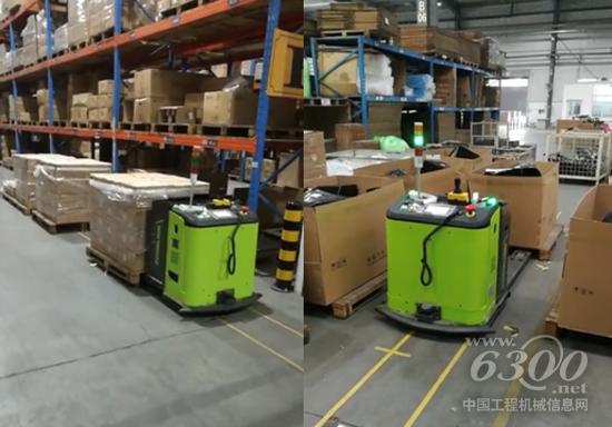 中聯重科工業車輛公司TB20V1系列AGV在倉庫作業手機實拍