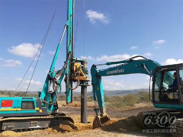 山河智能旋挖和挖機“黃金搭檔”在DK114跨B3公路特大橋施工現場