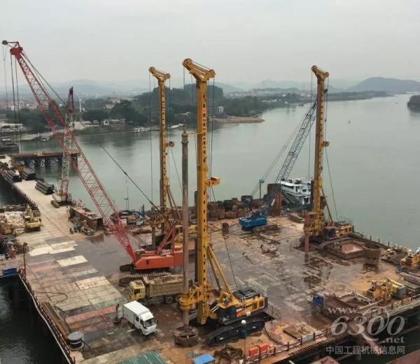 徐工XR550D旋挖鉆機助力跨度世界第一鐵路斜拉橋